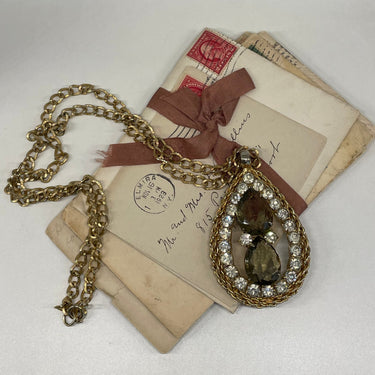 1970’s Rhinestone Tear Drop Necklace Bloomers and Frocks